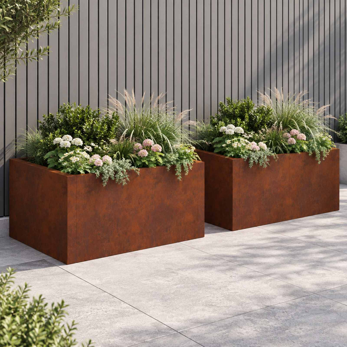 Retaining Wall 4 pcs 100 x 100 x 50 cm Steel Weathering steel