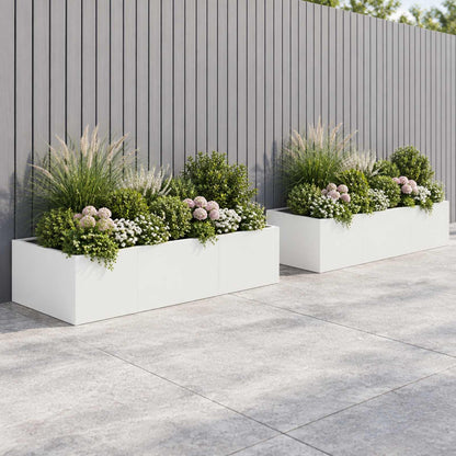 Retaining Wall 6 pcs 200 x 100 x 50 cm Steel White