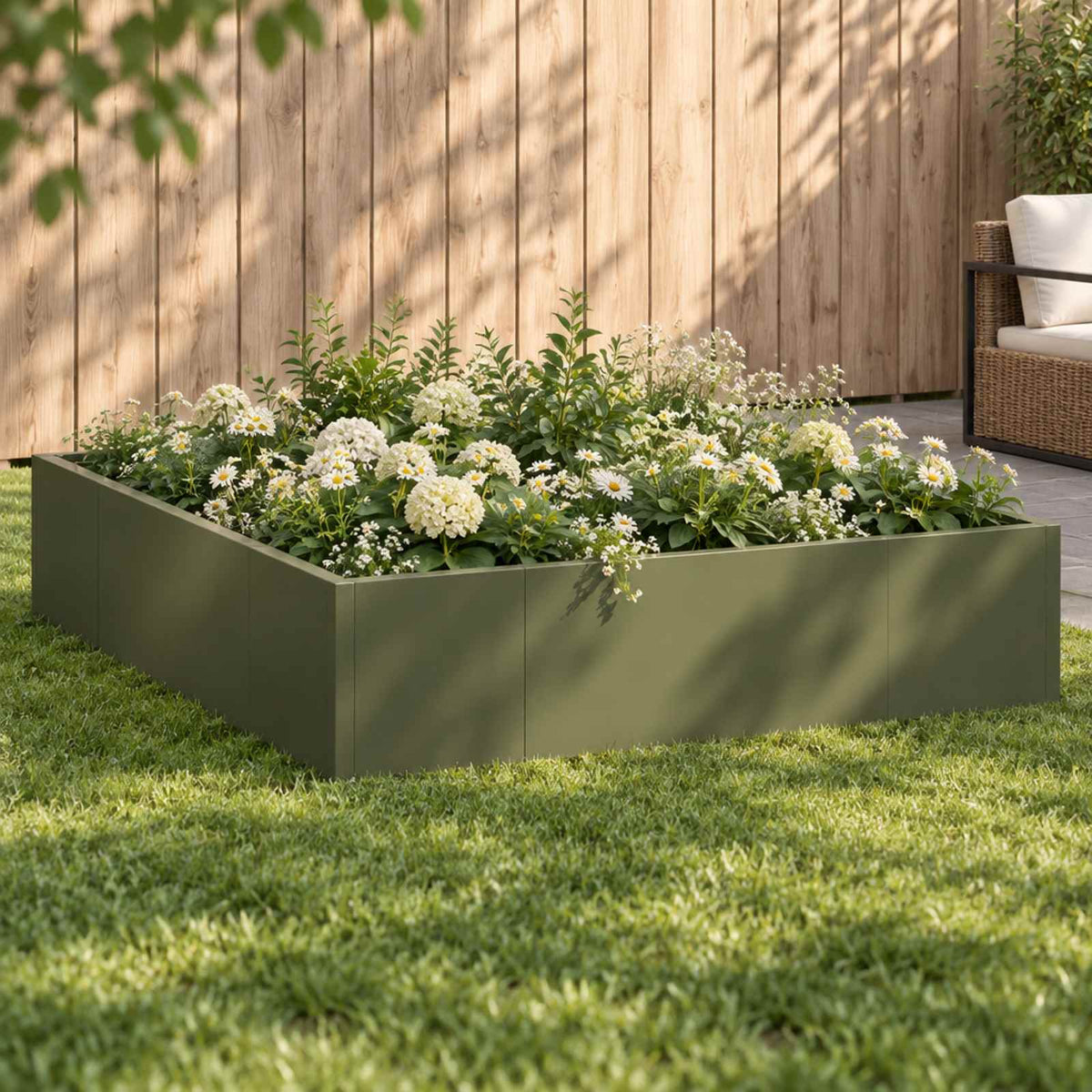 Retaining Wall 8 pcs 300 x 100 x 50 cm Steel Width 300 cm Height 50 cm Olive green