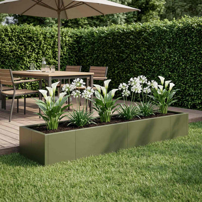 Retaining Wall 8 pcs 300 x 100 x 50 cm Steel Width 300 cm Height 50 cm Olive green