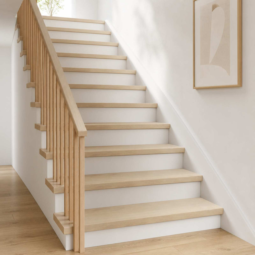 vidaXL Stair Tread Solid Oak Wood Depth 30 cm 8 pcs White