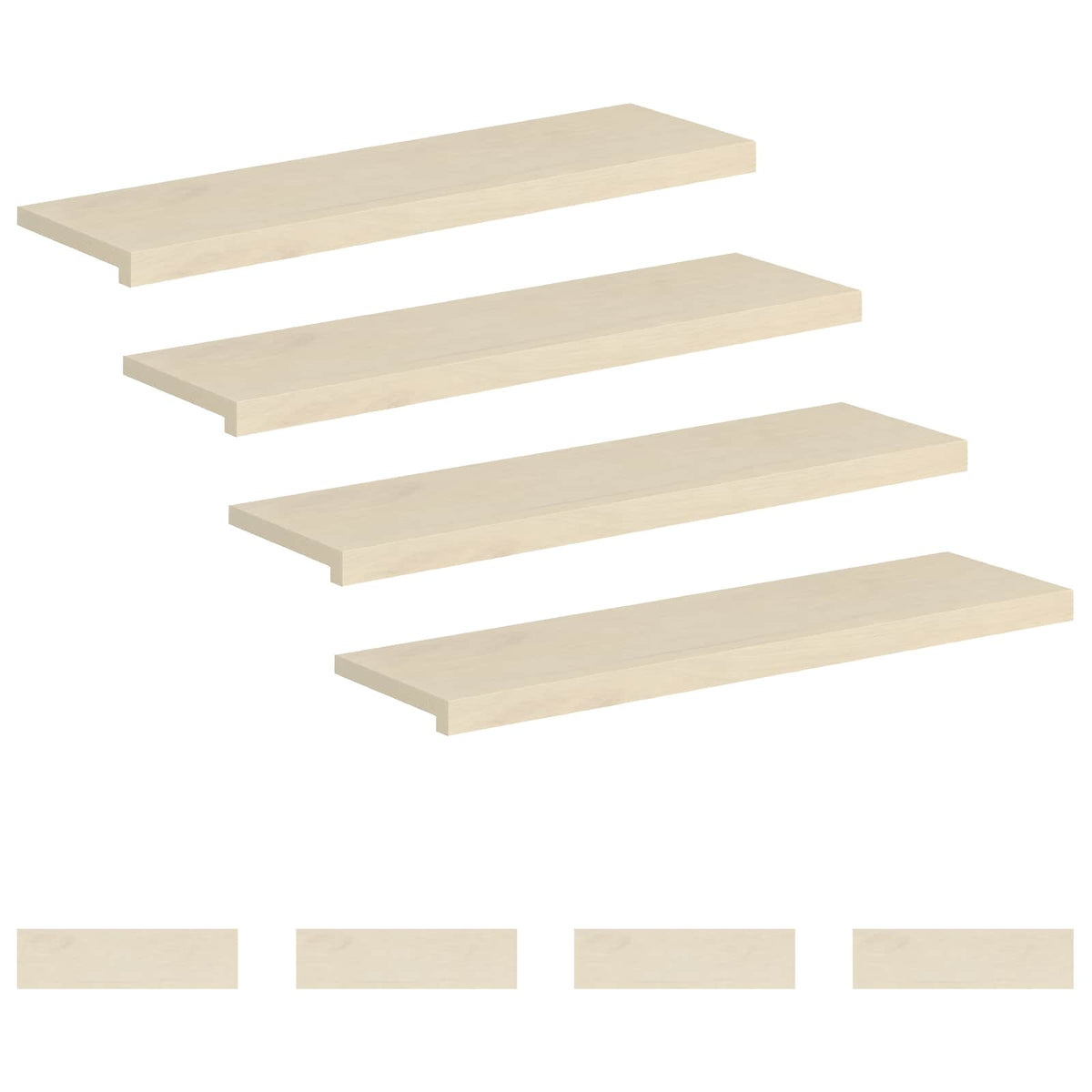 Stair Tread Solid Oak Wood Depth 30 cm 8 pcs White 90 cm
