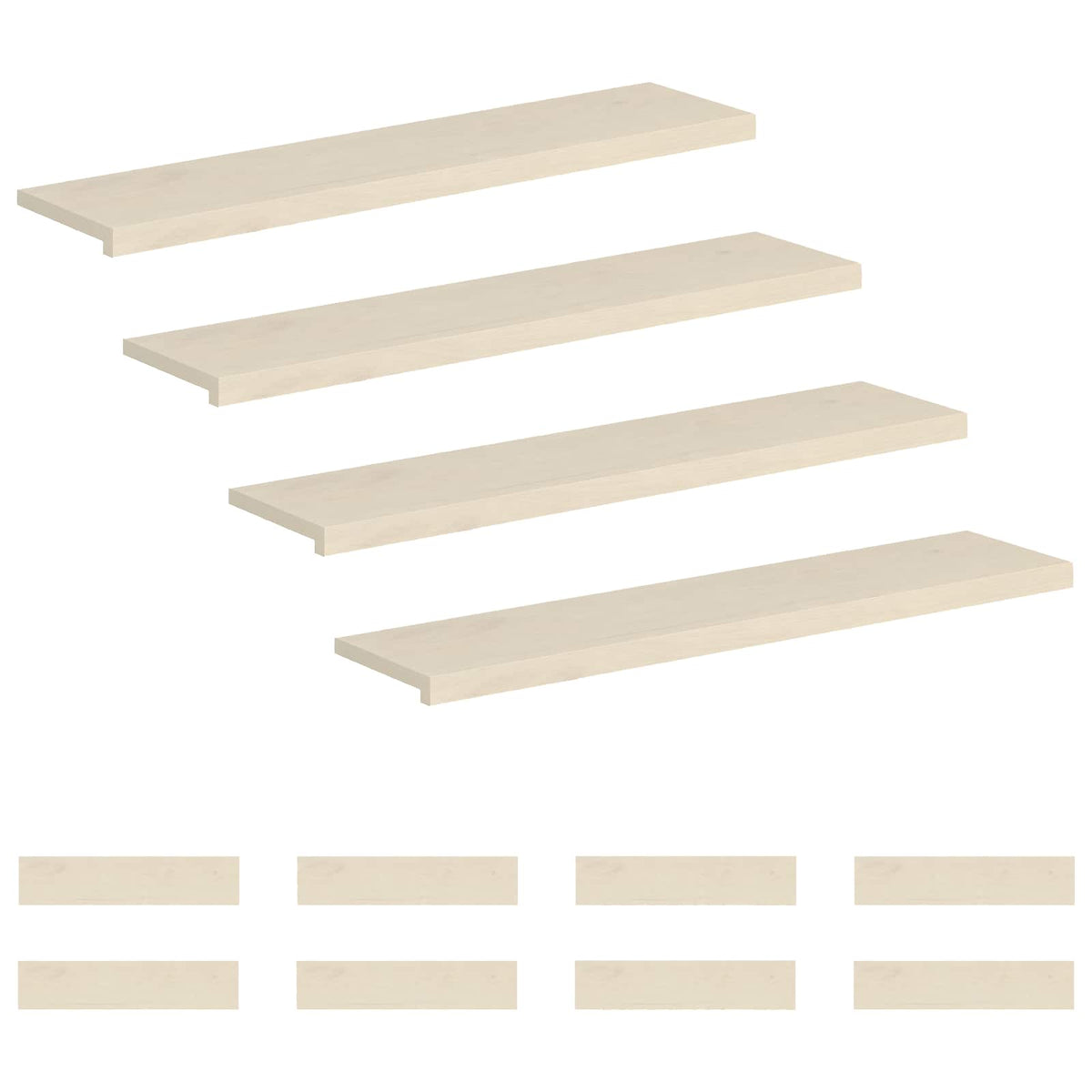 vidaXL Stair Tread 12 pcs 120 x 30 x 2 cm White Solid Oak Wood 2