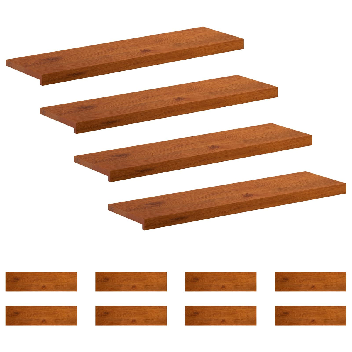 vidaXL Stair Tread 12 pcs 100 x 30 x 2 cm Brown Solid Oak Wood 2