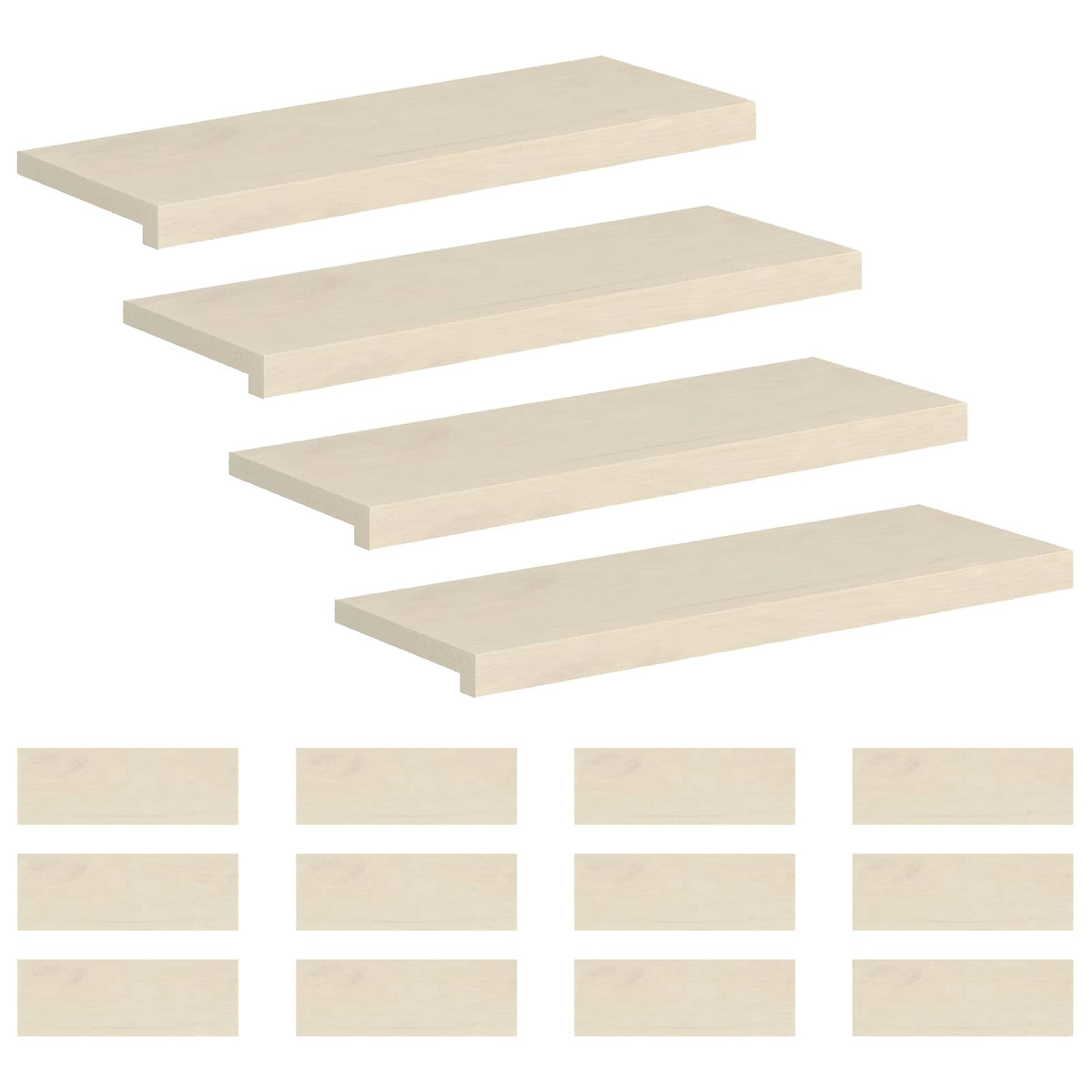 Stair Tread Solid Oak Wood Depth 30 cm 16 White 80 cm