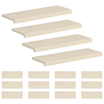 Stair Tread Solid Oak Wood Depth 30 cm 16 White 80 cm