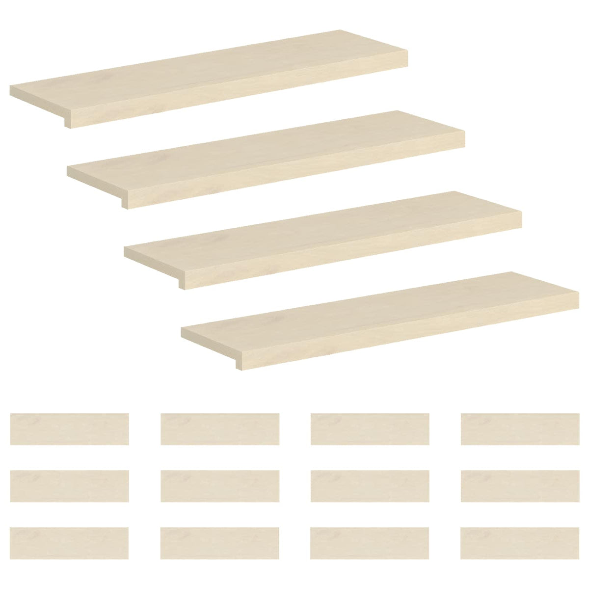 Stair Tread Solid Oak Wood Depth 30 cm 16 White 90 cm