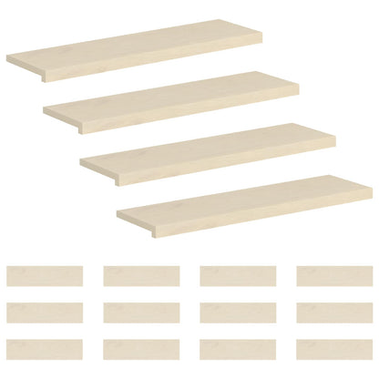 Stair Tread Solid Oak Wood Depth 30 cm 16 White 90 cm