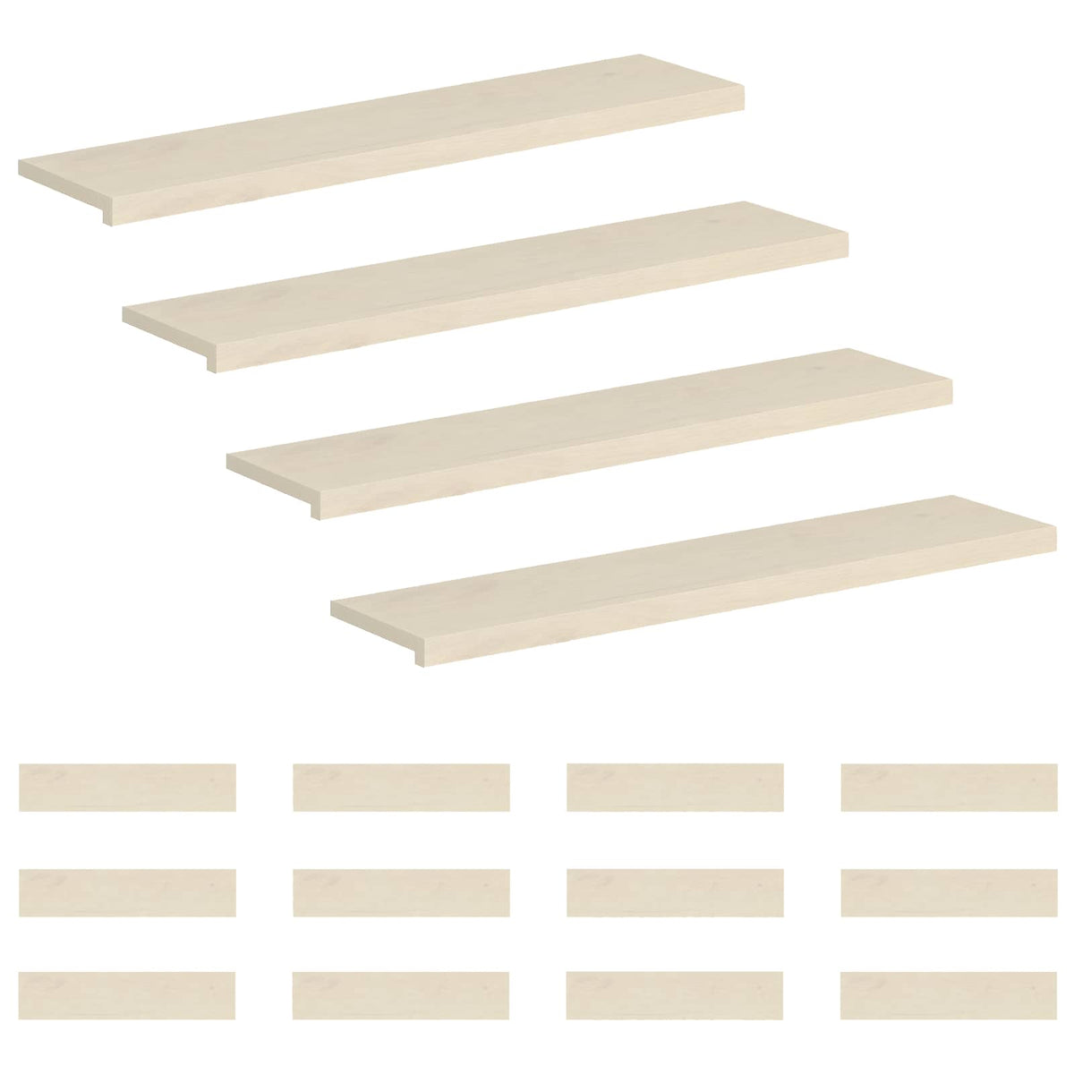 vidaXL Stair Tread 16 pcs 120 x 30 x 2 cm White Solid Oak Wood 2