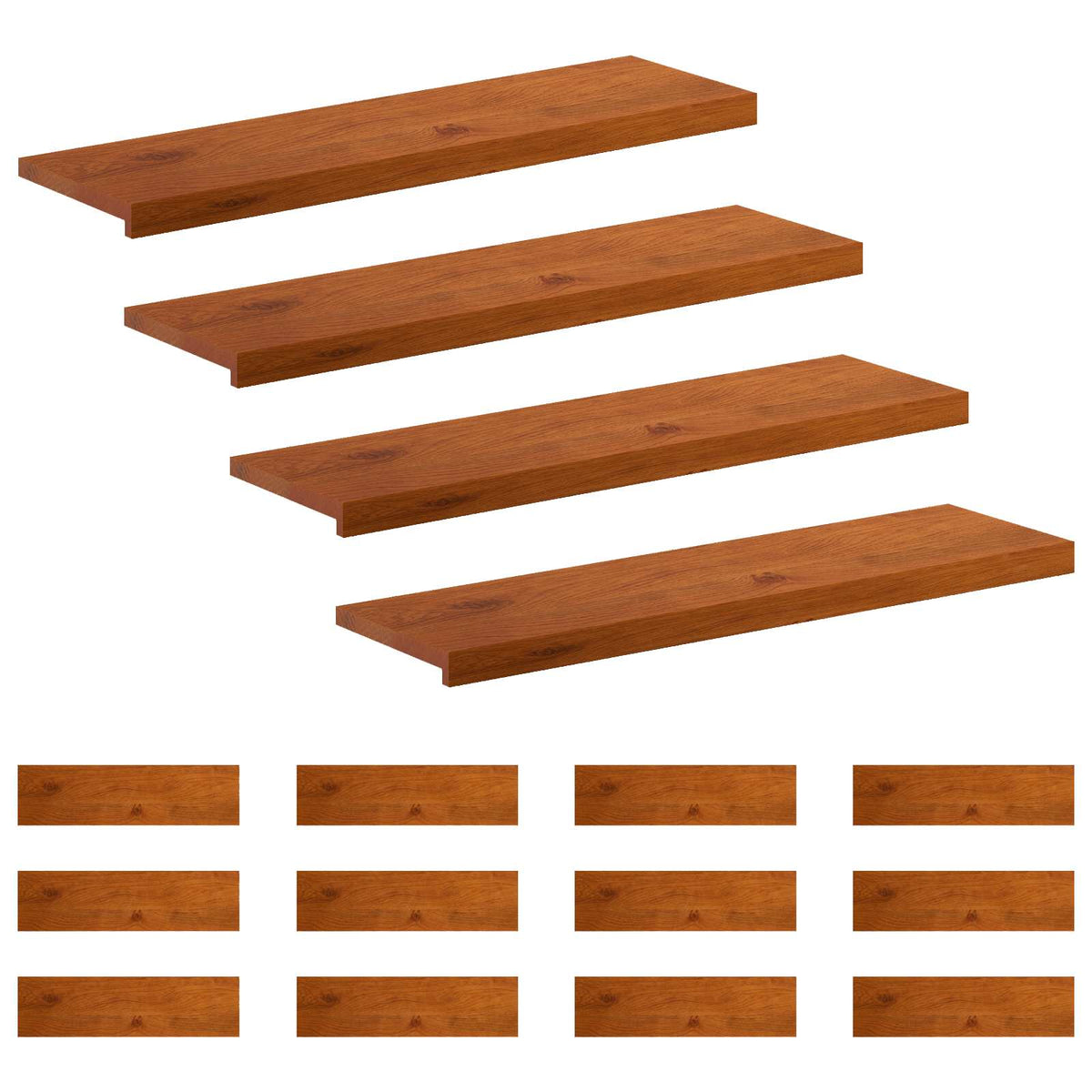 vidaXL Stair Tread 16 pcs 90 x 25 x 2 cm Brown Solid Oak Wood 2