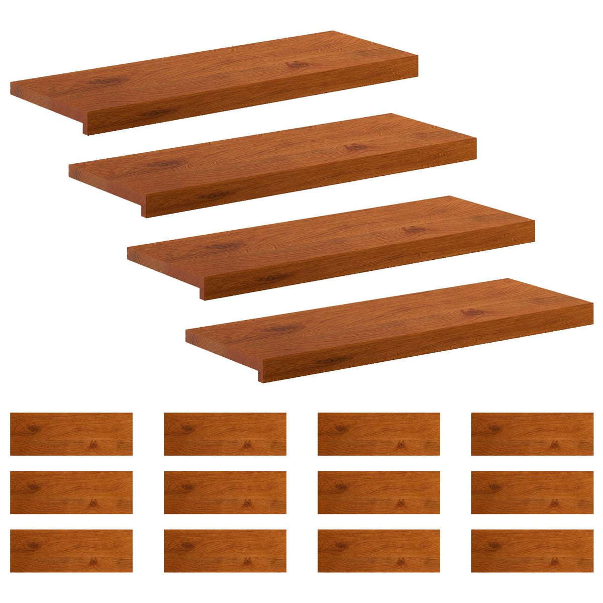 vidaXL Stair Tread 16 pcs 80 x 30 x 2 cm Brown Solid Oak Wood 2