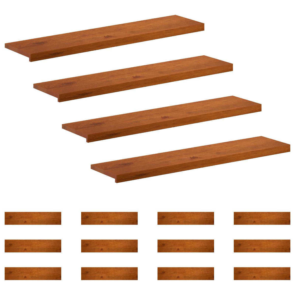 vidaXL Stair Tread 16 pcs 120 x 30 x 2 cm Brown Solid Oak Wood 2
