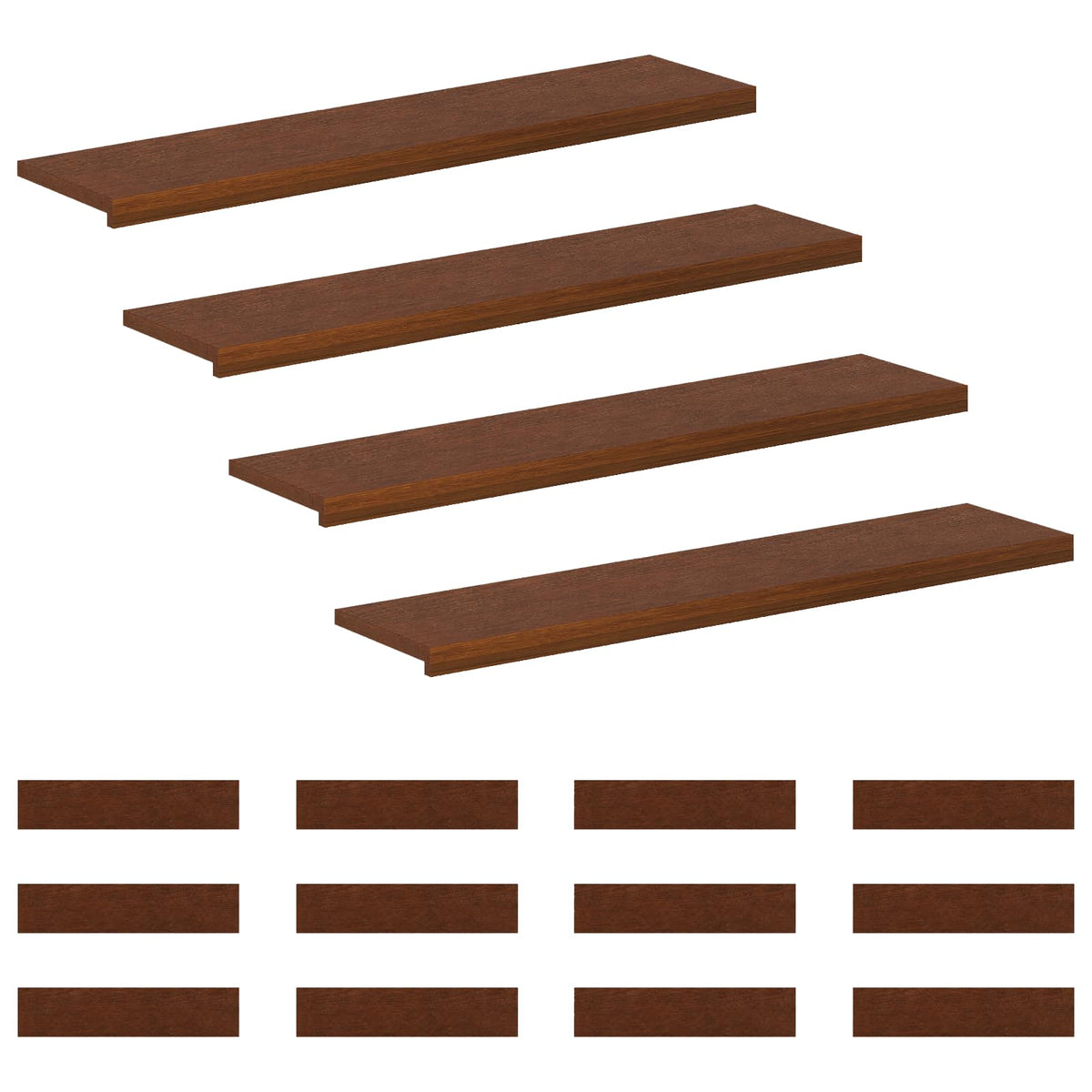 vidaXL Stair Tread 16 pcs 120 x 30 x 2 cm Dark Brown Solid Oak Wood 2