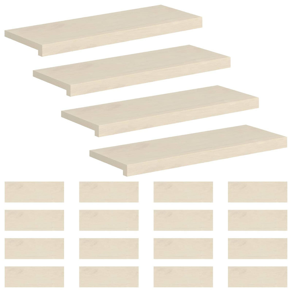Stair Tread Solid Oak Wood Depth 30 cm 20 White 80 cm