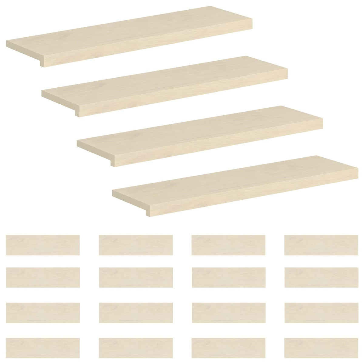Stair Tread Solid Oak Wood Depth 30 cm 20 White 90 cm
