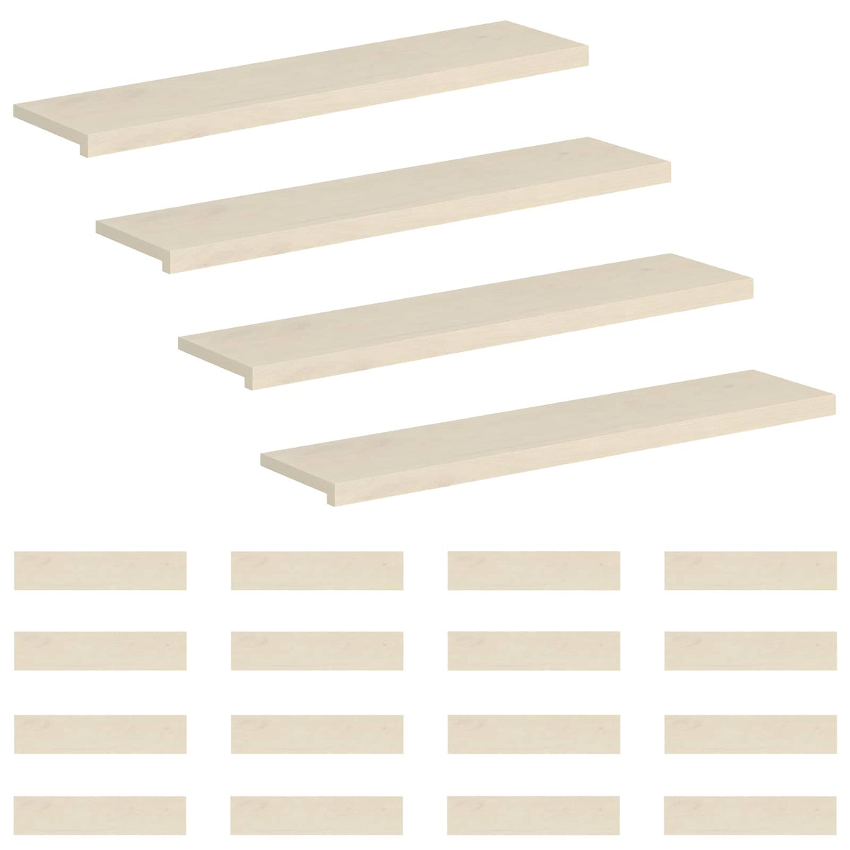 Stair Tread Solid Oak Wood Depth 30 cm 20 White 110 cm