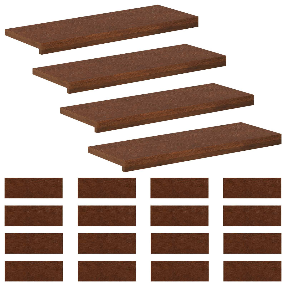 Stair Tread Solid Oak Wood Depth 25 cm 20 Dark brown 80 cm