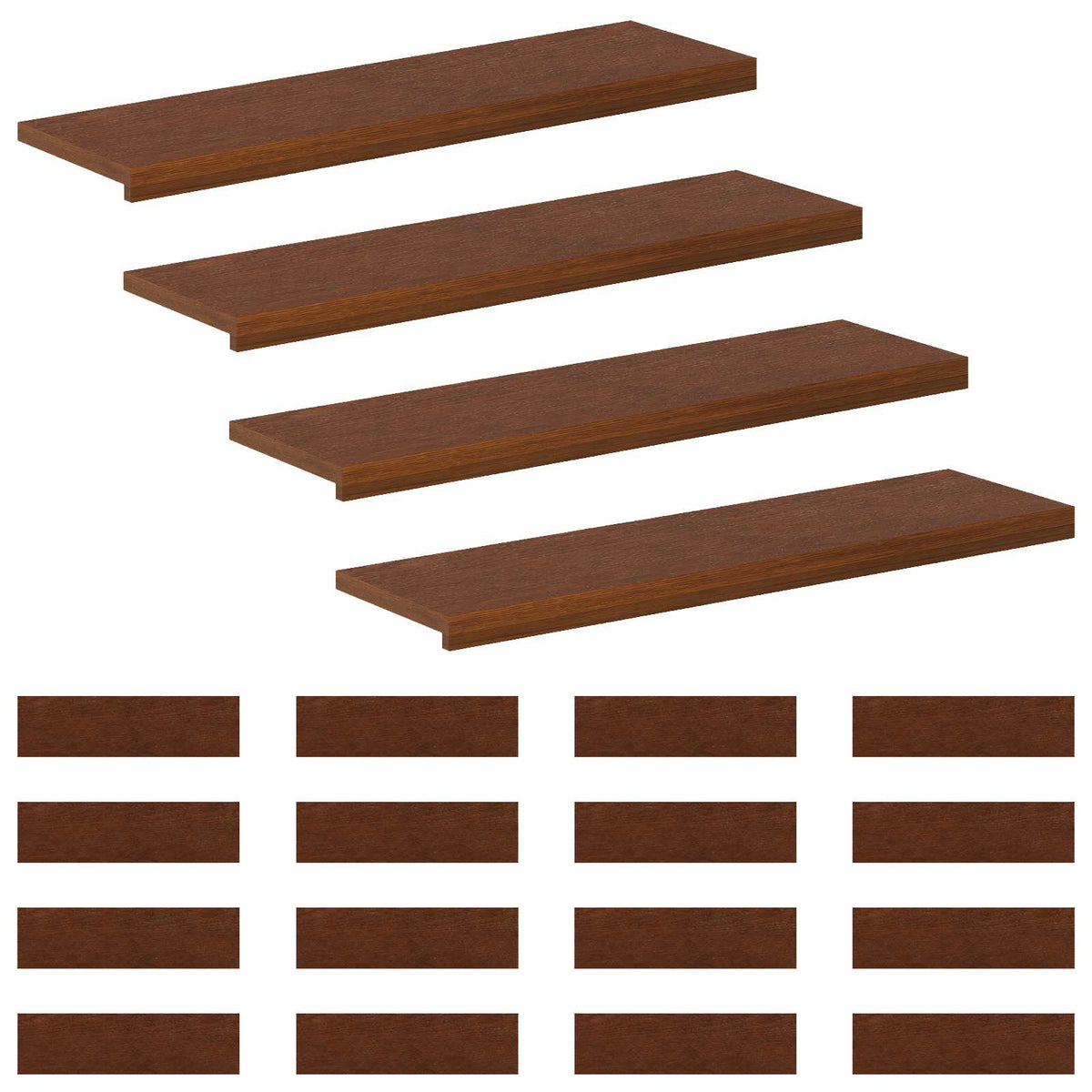 vidaXL Stair Tread 20 pcs 90 x 30 x 2 cm Dark Brown Solid Oak Wood 2