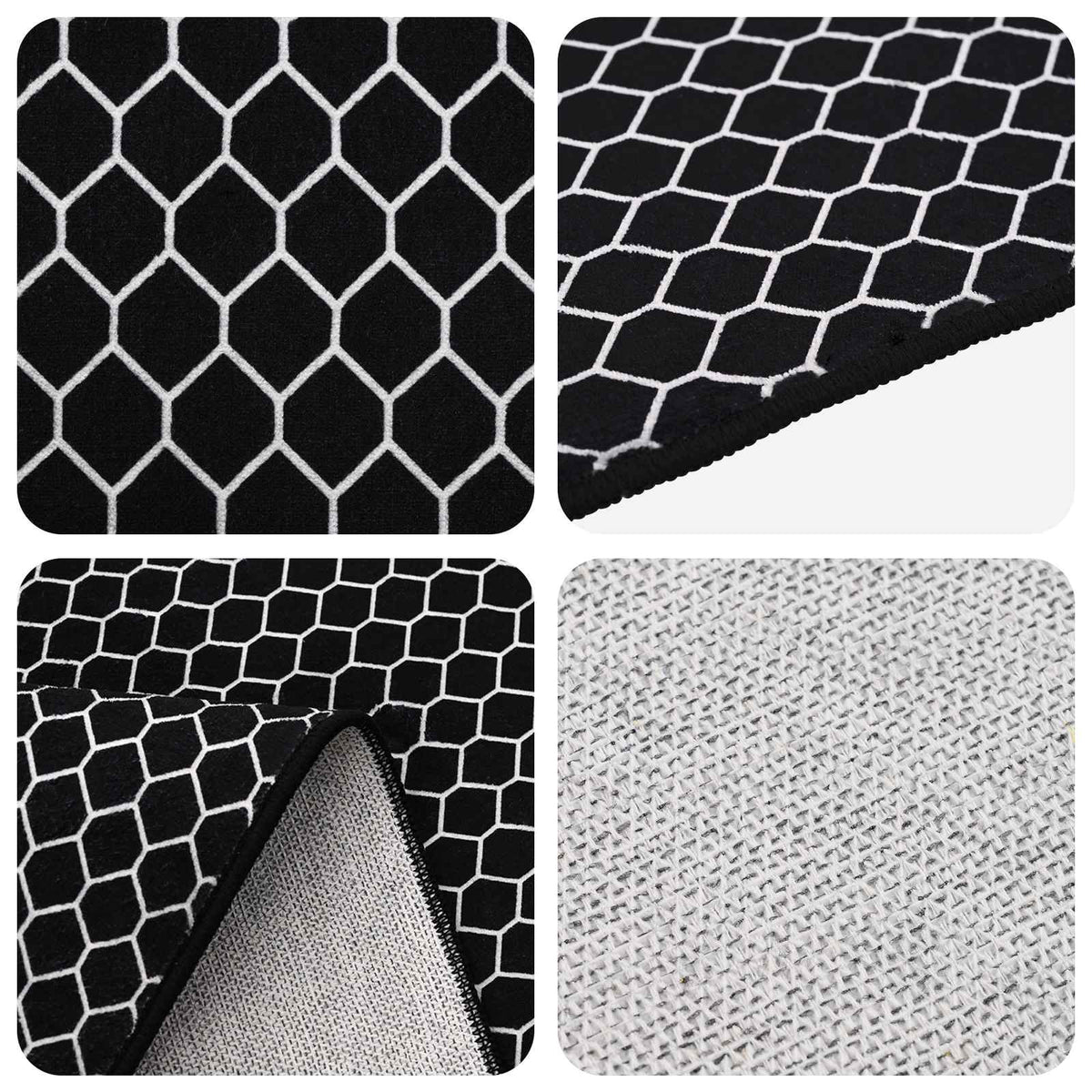 Rug ORIZ 300 x 400 cm 100% Polyester Black mesh pattern