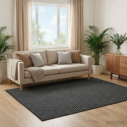 Rug ORIZ Polyester Black mesh pattern