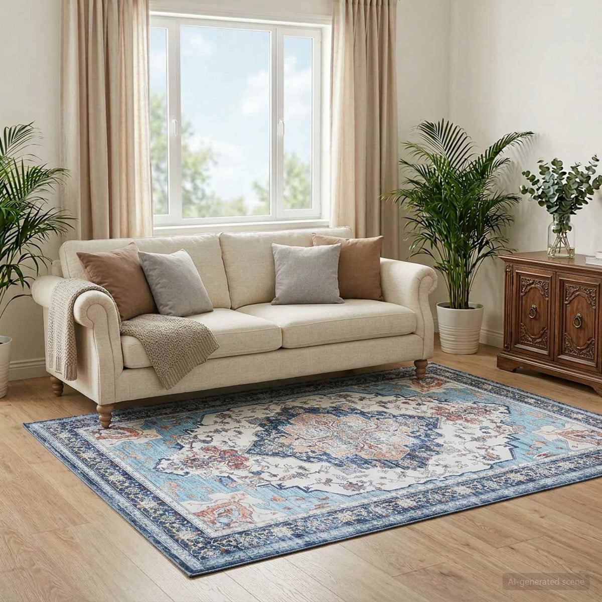 Rug ORIZ Polyester Light blue