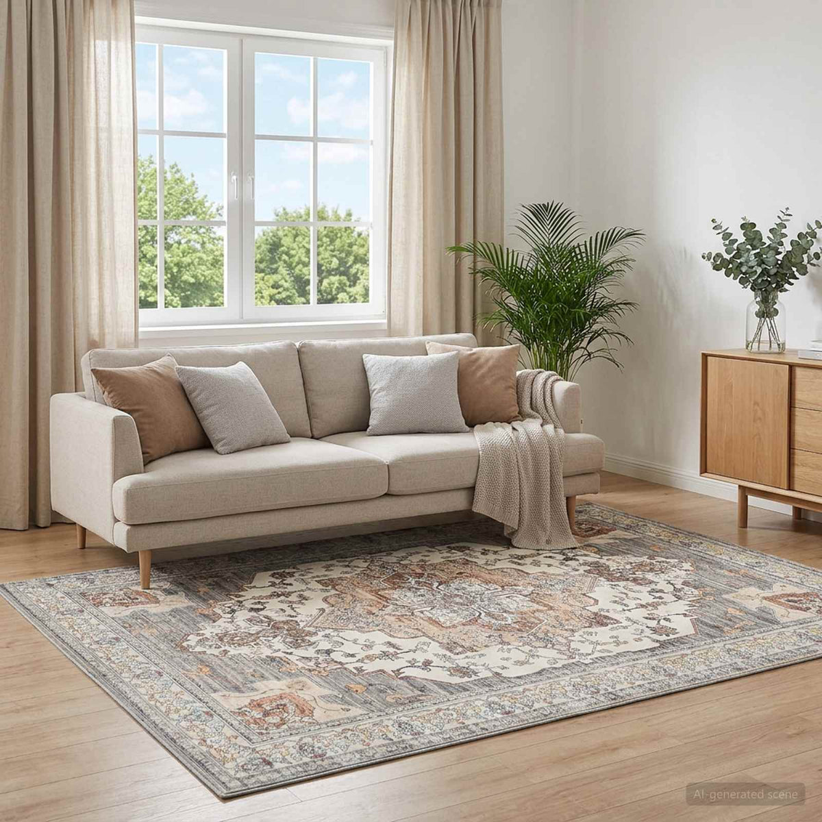 Rug ORIZ Polyester Width Beige