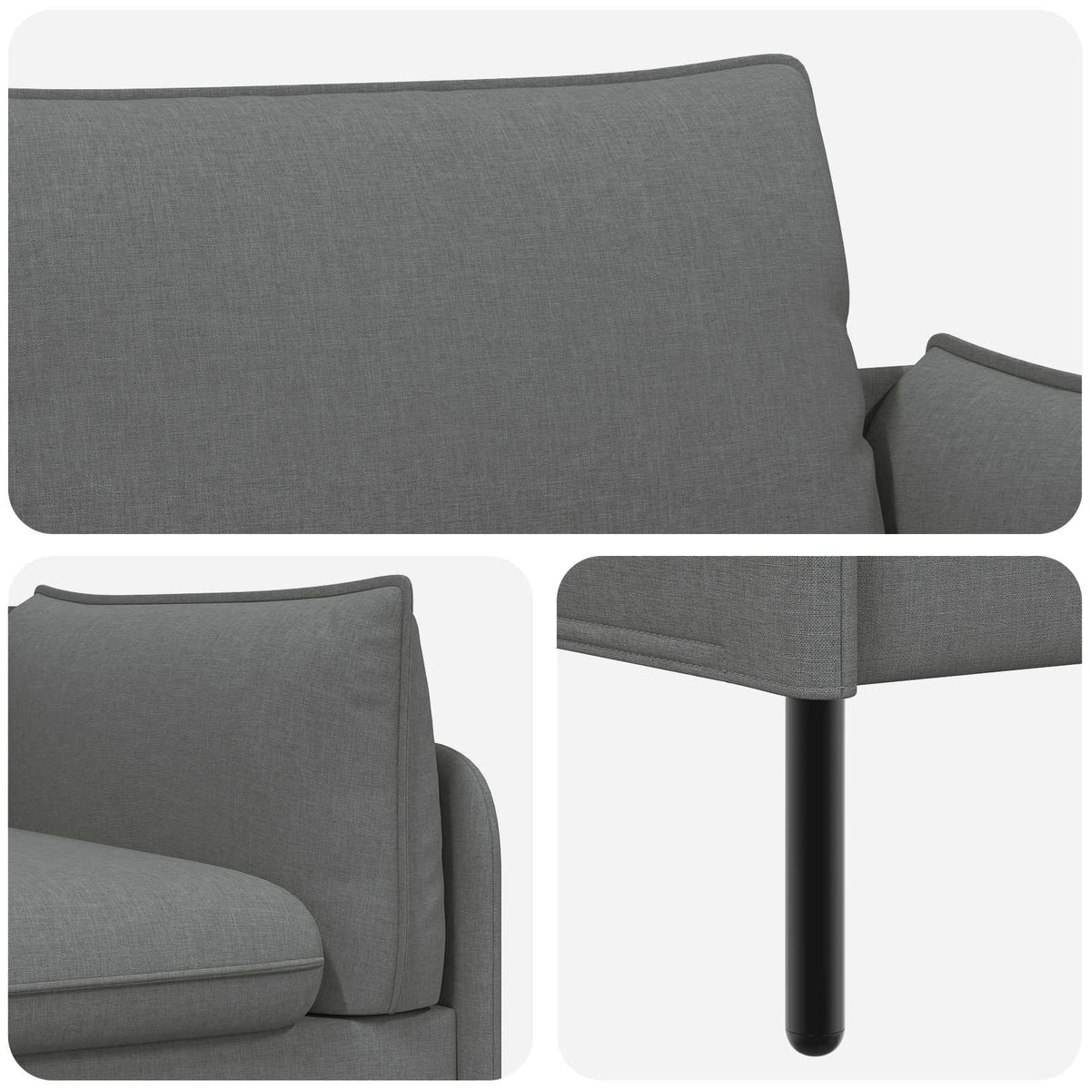 Sofa 188 x 81 x 89 cm Fabric 2-Seater Dark grey