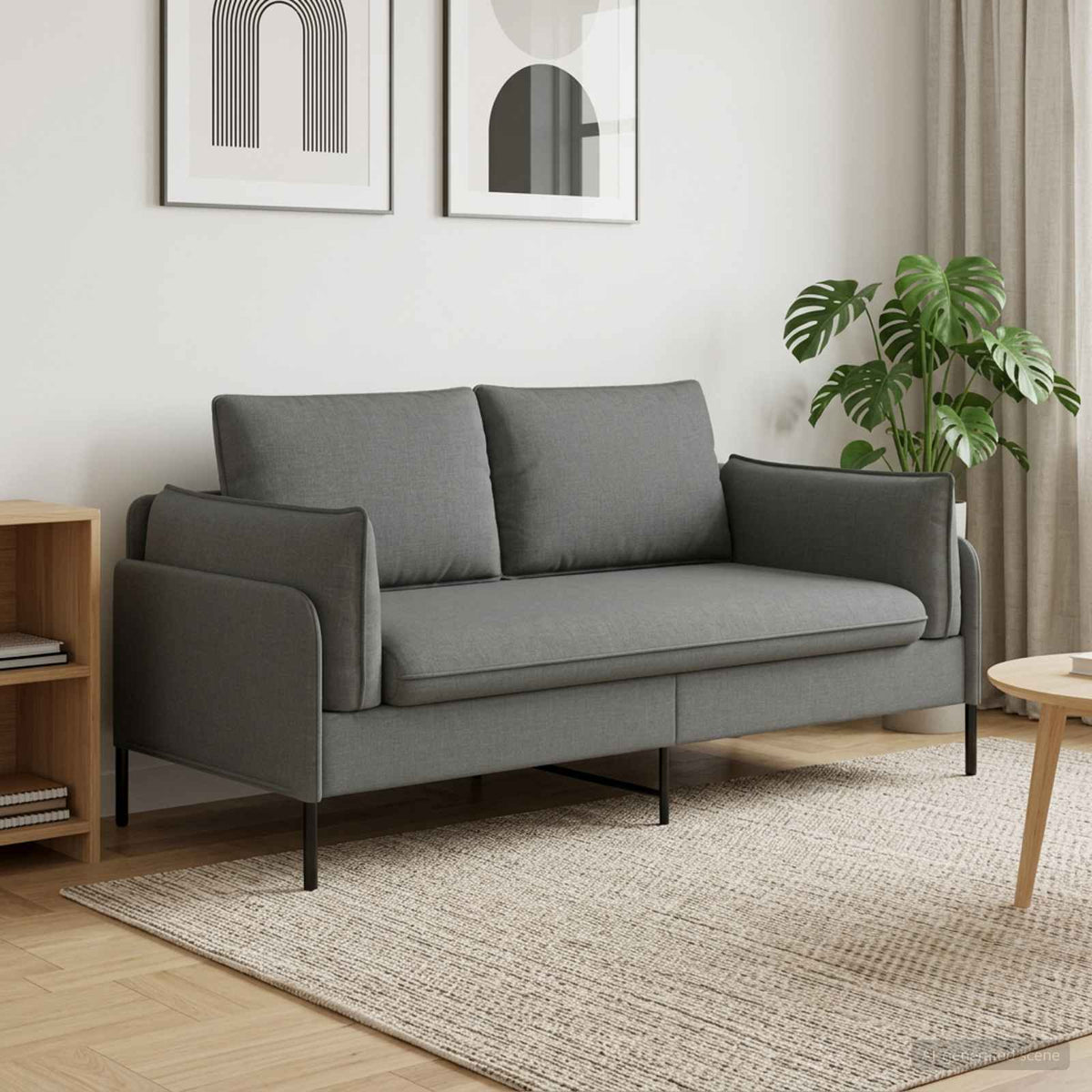 Sofa 188 x 81 x 89 cm Fabric 2-Seater Dark grey