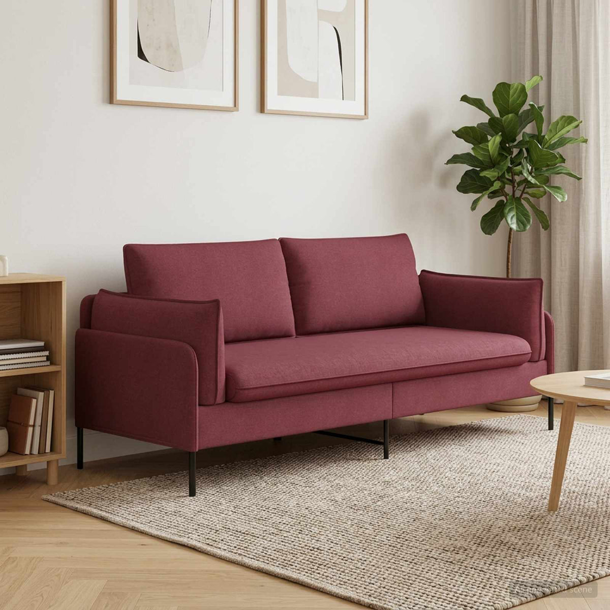 Sofa 188 x 81 x 89 cm Fabric 2-Seater Wine red