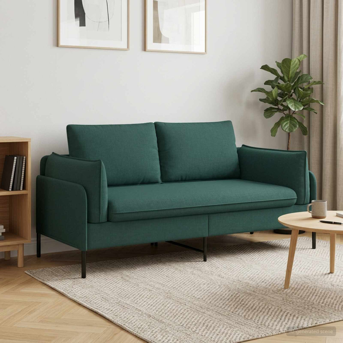 Sofa 188 x 81 x 89 cm Fabric 2-Seater Dark green