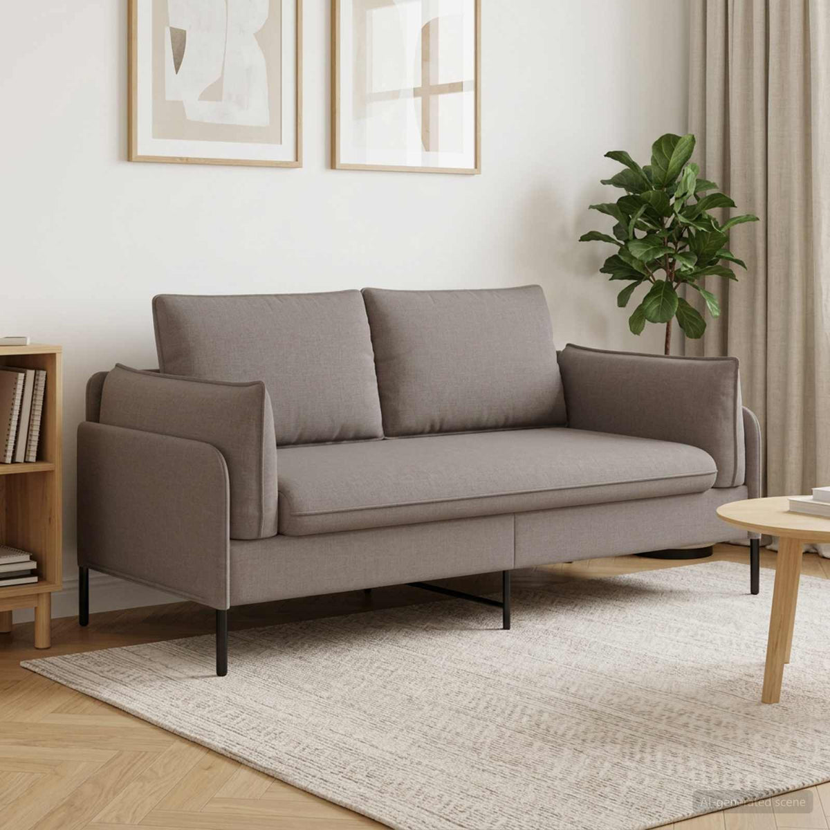 Sofa 188 x 81 x 89 cm Fabric 2-Seater Taupe