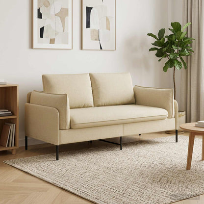 Sofa 188 x 81 x 89 cm Fabric 2-Seater Cream