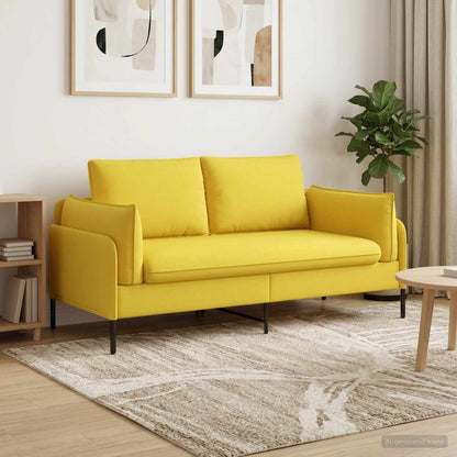 Sofa 188 x 81 x 89 cm Fabric 2-Seater Light yellow