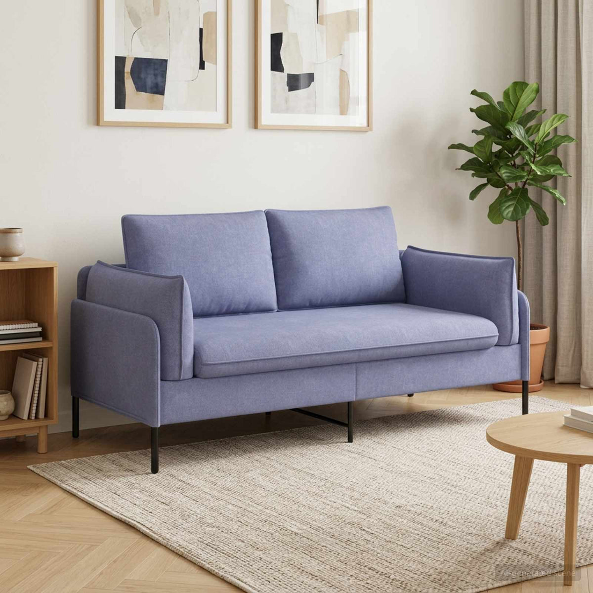 Sofa 188 x 81 x 89 cm Fabric 2-Seater Jeans blue