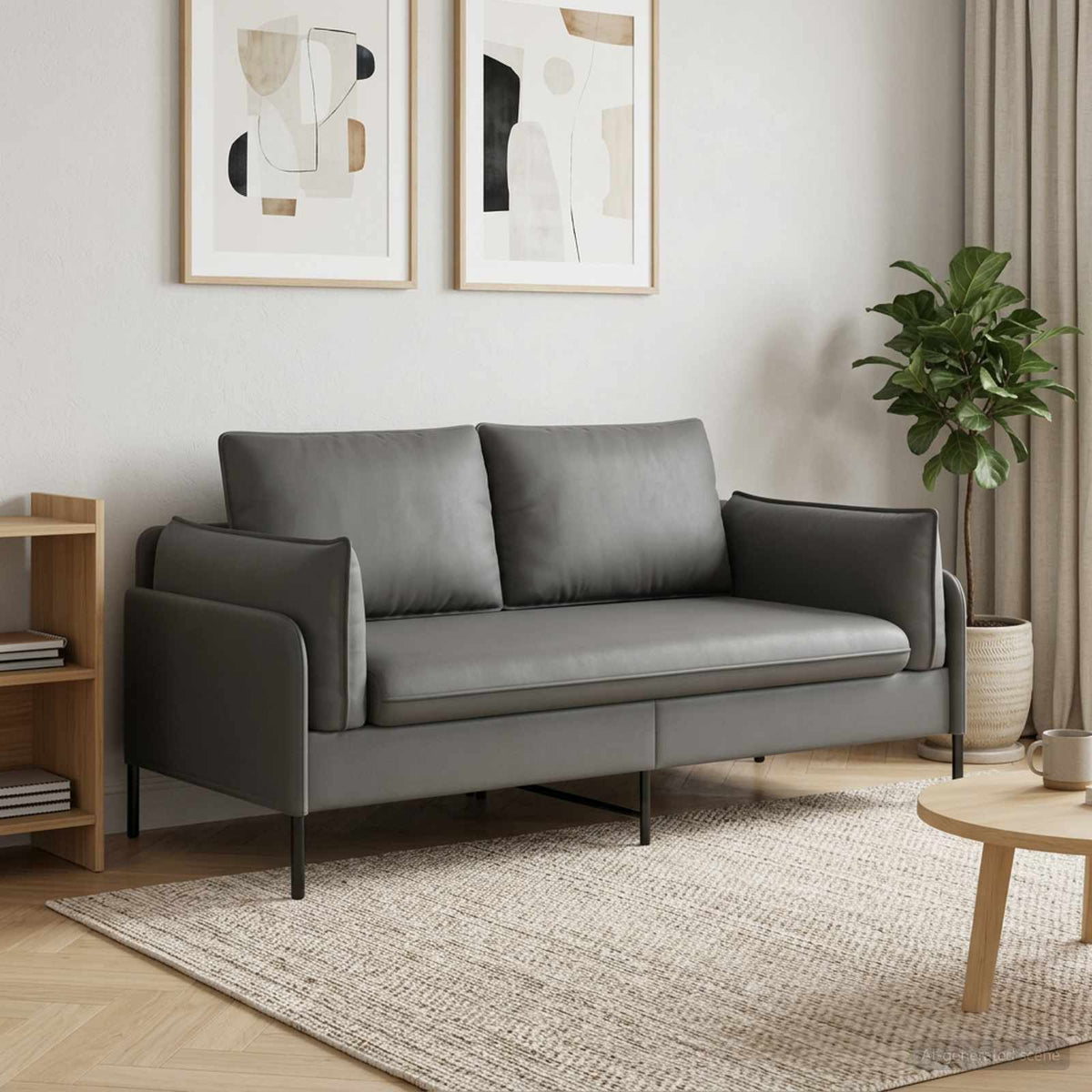 2-Seater Sofa 2-Seater 188 x 81 x 89 cm Velvet 145 cm Dark grey