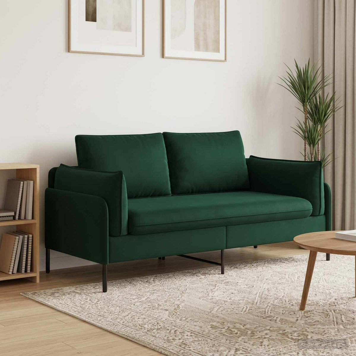 2-Seater Sofa 2-Seater 188 x 81 x 89 cm Velvet 145 cm Dark green