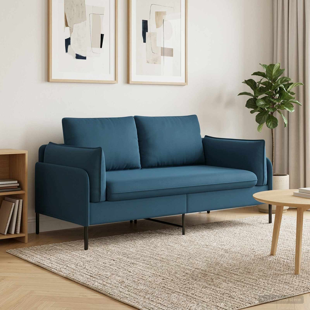 2-Seater Sofa 2-Seater 188 x 81 x 89 cm Velvet 145 cm Blue