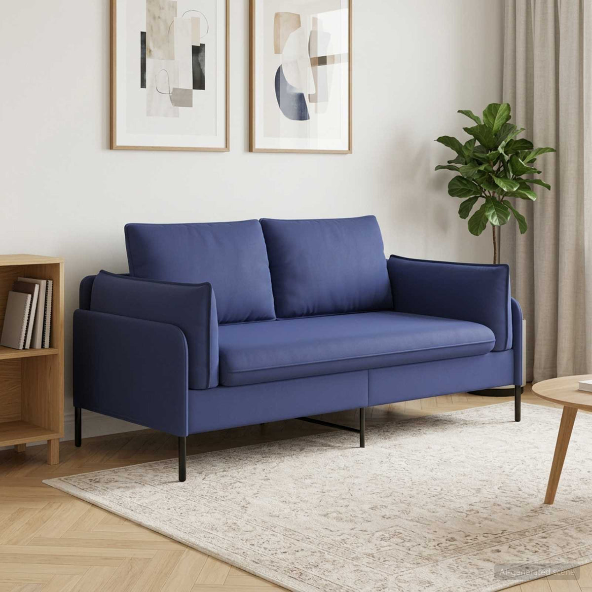 2-Seater Sofa 2-Seater 188 x 81 x 89 cm Velvet 145 cm Police blue