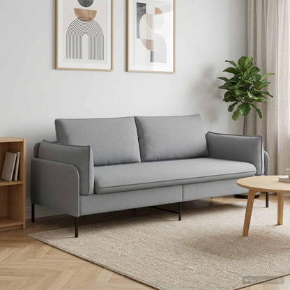 Sofa 222 x 81 x 89 cm Fabric 3-Seater Light grey