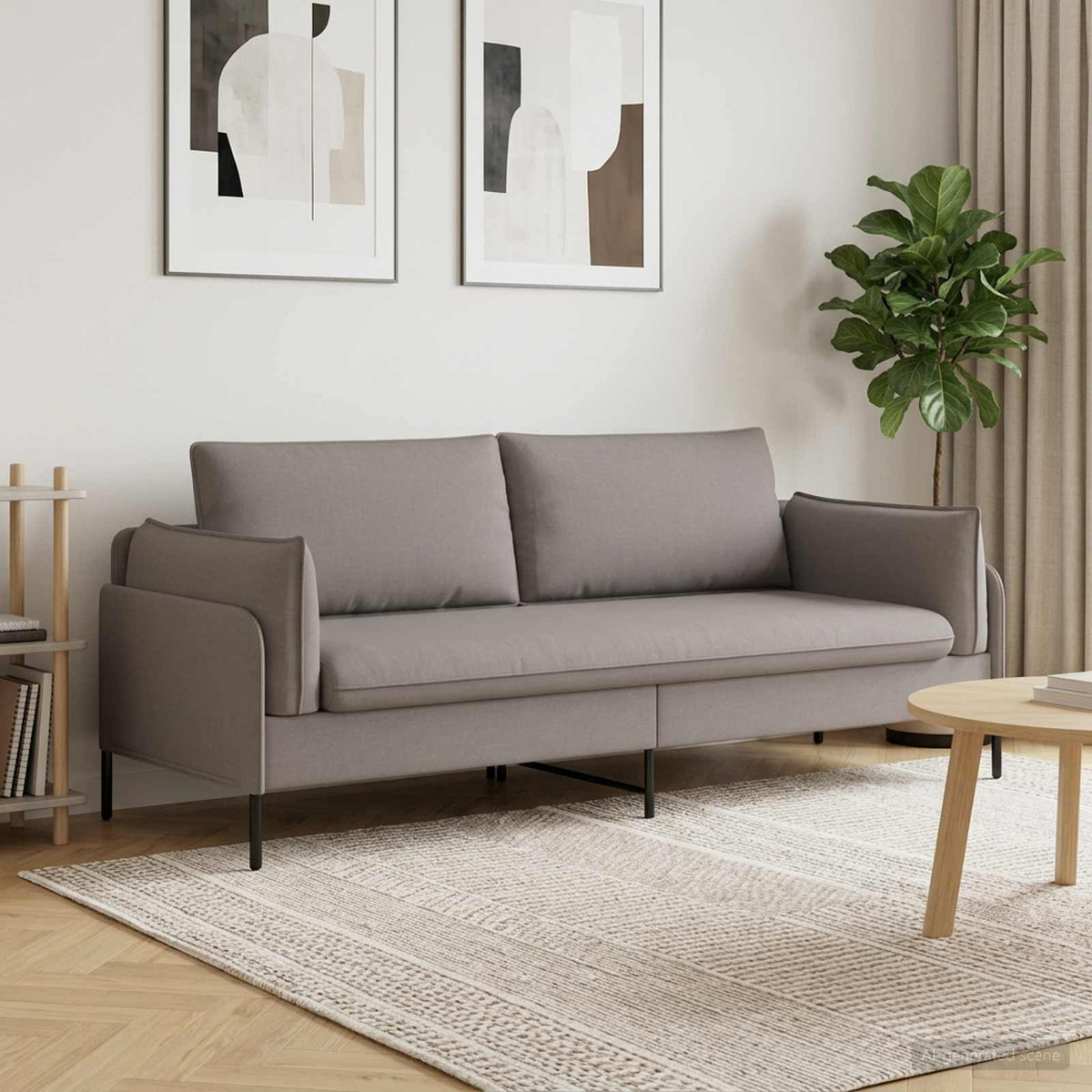 Sofa 222 x 81 x 89 cm Fabric 3-Seater Taupe
