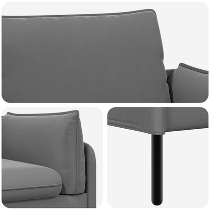 3-Seater Sofa 222 x 81 x 89 cm Velvet 180 cm Dark grey