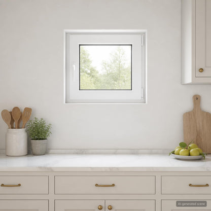 Basement Window Internal Colour RISOR 45x 50 cm Tilting and Turn Right White Two-layer 55 cm