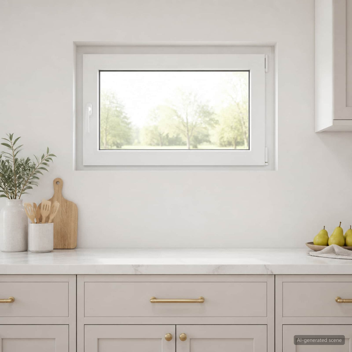 Basement Window Internal Colour RISOR 45x 50 cm Tilting and Turn Right White Two-layer 95 cm
