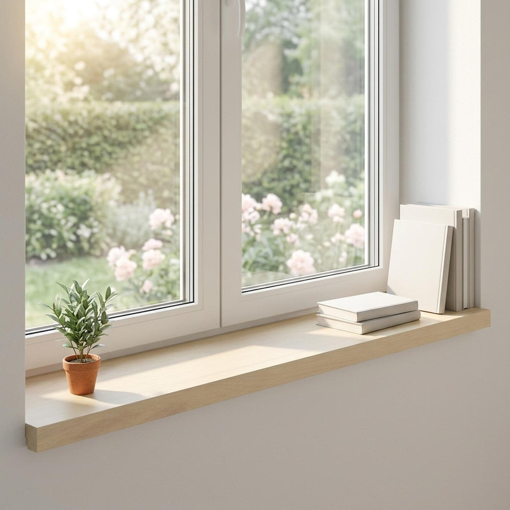 vidaXL Window Sills 2 pcs Solid Oak Wood Depth 30 cm White