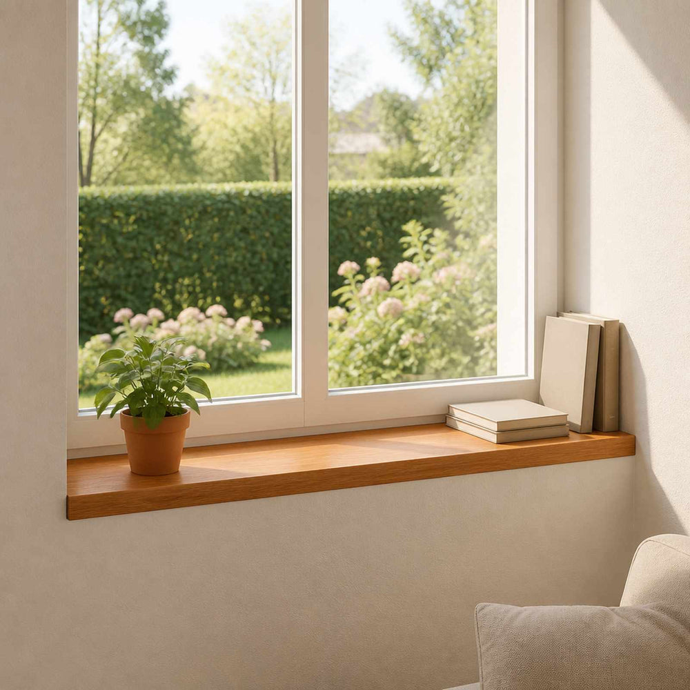 vidaXL Window Sills 2 pcs Solid Oak Wood Depth 30 cm Brown