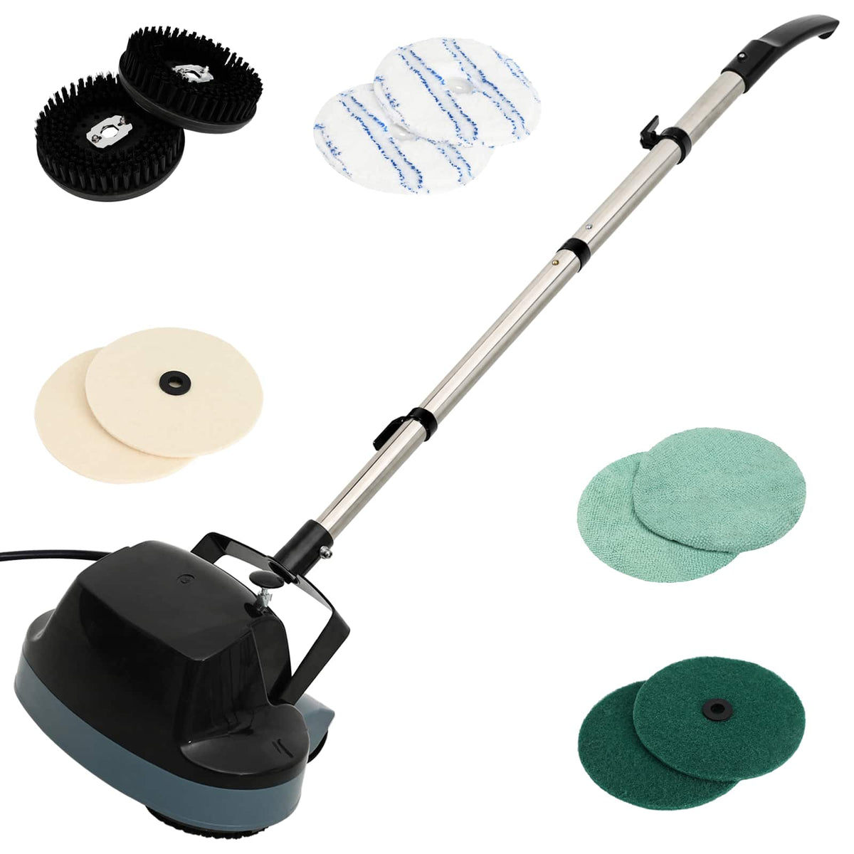 vidaXL 5 in 1 Twin Head Floor Scrubber & Polisher Black 2