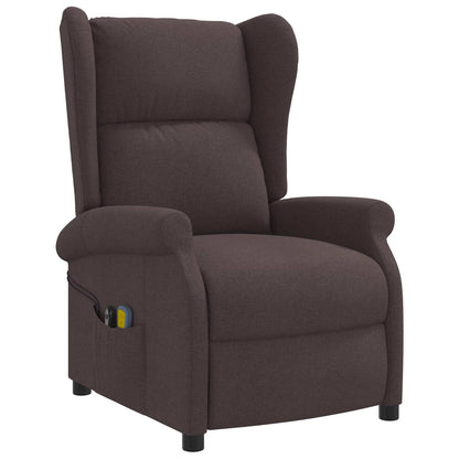 vidaXL Wing Back Electric Massage Recliner Chair Dark Brown Fabric 3