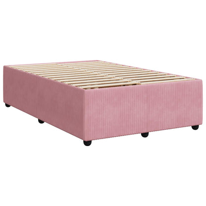 vidaXL LED Box Spring Bed with Mattress Pink 120 x 200 cm Velvet 6