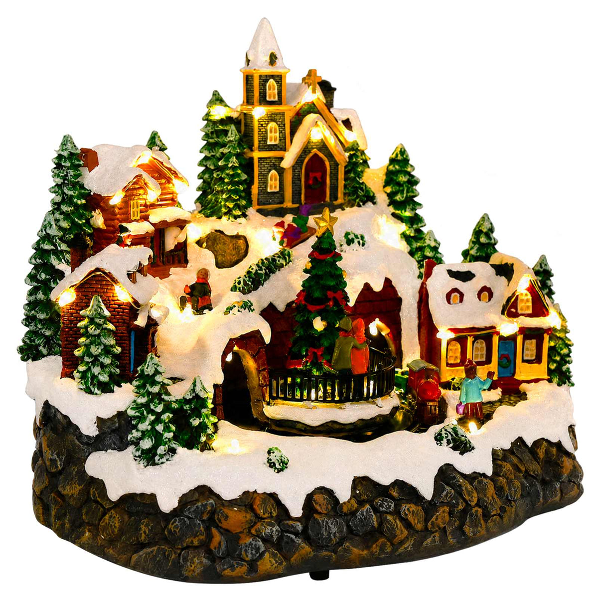 vidaXL Christmas Village Scene with Train SALO 25.5 x 20 x 23 cm Resin 2