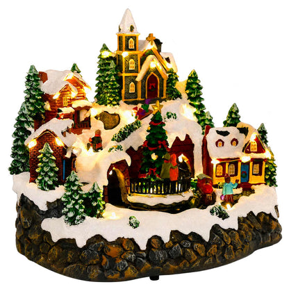 vidaXL Christmas Village Scene with Train SALO 25.5 x 20 x 23 cm Resin 2